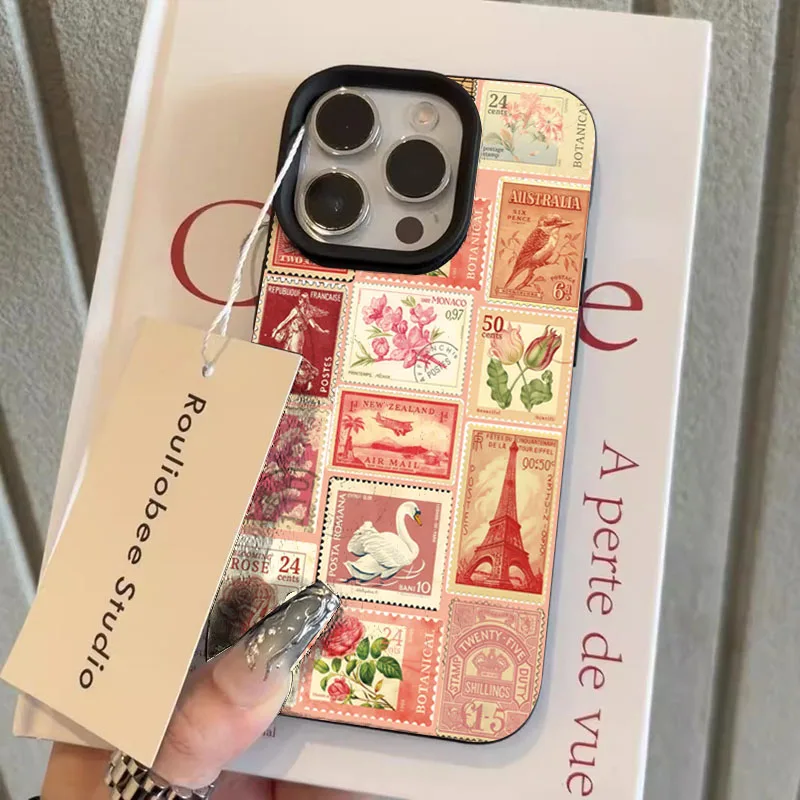 Vibrant Retro Stamp Lichee Design Phone Case For iPhone 17 16 15 14 Pro Max Plus Air 11 12 13 16 Plus XR XS 16E Shockproof Cover