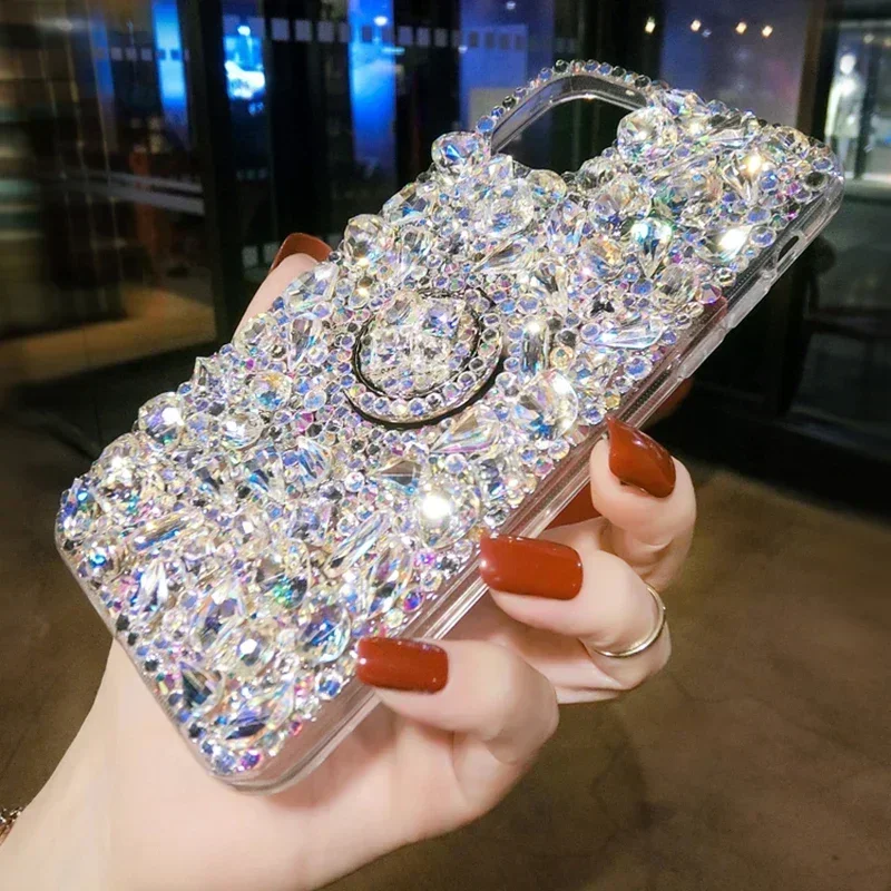 Sd6d37cda97924c5e9439ce54929b3b29U.webp Luxury 3D Rhinestone Diamond Case For iPhone 14 15 13 12 11 Pro Max 12mini 16 Plus 17 Air XR XSMax Colored Bump Stand Back Cover