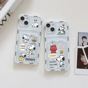 Funny Snoo Card Bag Phone Case For IPhone 16 15 14 13 12 17 Pro Max Mini Plus 16E 17 AIR Wallet Soft Clear Cute Cartoon Cover