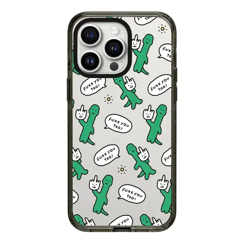 Cartoon Dinosaur Black Border 2.0 Acrylic Phone Case Cover for IPhone 12 13 14 15 16 17 Pro Max Case