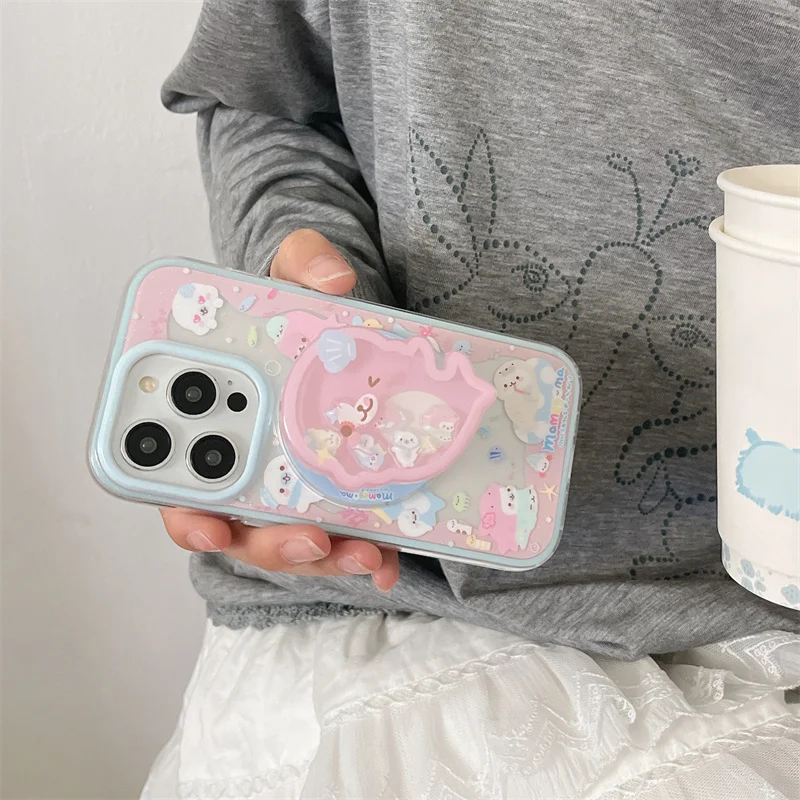 Sd746b3d5ed37489ab8468f68c646ce92F.webp Cute Dolphin Shaking Bracket Magnetic Phone Case For iPhone 17 16 Pro 15 14 Pro Max Cover with Stand Holder Cases for Magsafe