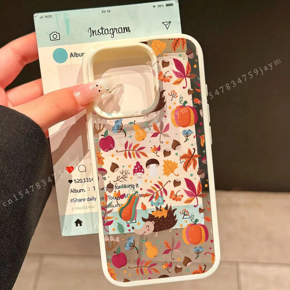 Sd83b5feb6e3a4719b5c754c3a6350c1a3-2.webp Cute Halloween Autumn Leaves Pumpkin Phone Case for IPhone 16 15 14 13 12 11 17 Pro Max 17 Air 16 Plus Clear Hard PC Cover Coque