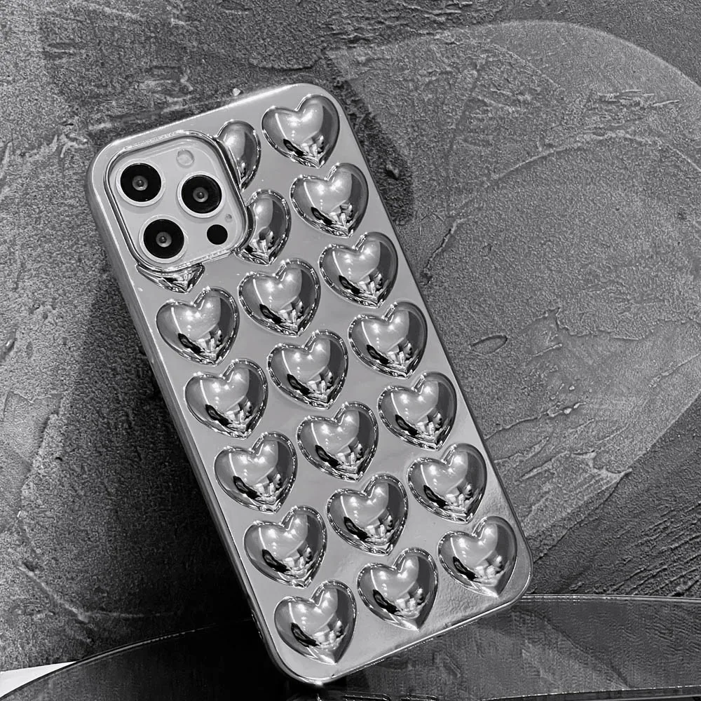 3D Love Heart Bubbles Case For iPhone 17 16 14 15 12 13 11 Pro XS Max XR XS 7 8 SE Soft Cases Bumper Shockproof Back Cover Shell
