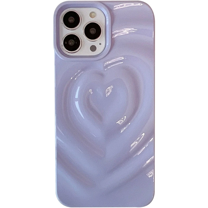 Retro Folds 3D Love Heart Case For iPhone 13 11 12 14 15 16 17 Pro Max 17 Air Luxury Soft Shockproof Cover Bumper