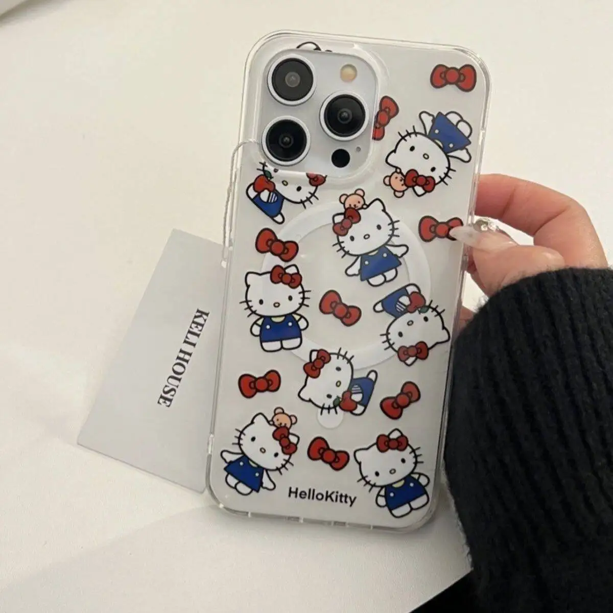 Sd9fc77cc270b49808e2065688ab2679ae.webp Magnetic Holder Magsafe Wireless Charge Kitty Cat Phone Case For iPhone 17 Pro Max 16 12 15 14 13 Pro Max 17 Air Plus Case
