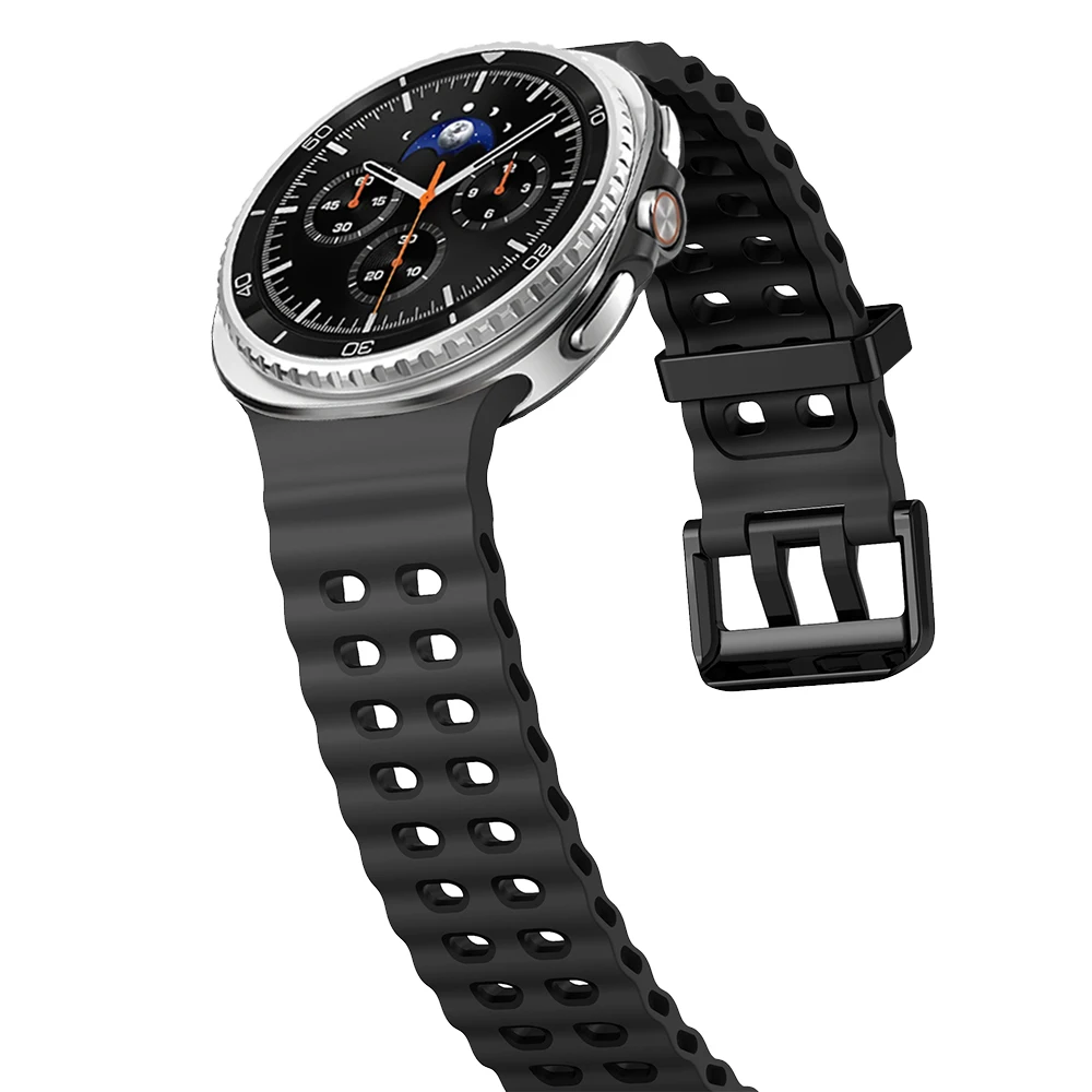 Sda8999adfd8a4debaf36acc37be858f5l.webp Sport silicone Band For Samsung Galaxy Watch 8 classic 46mm Two color Marine belt Bracelet correa Galaxy Watch 8 40mm 44mm strap