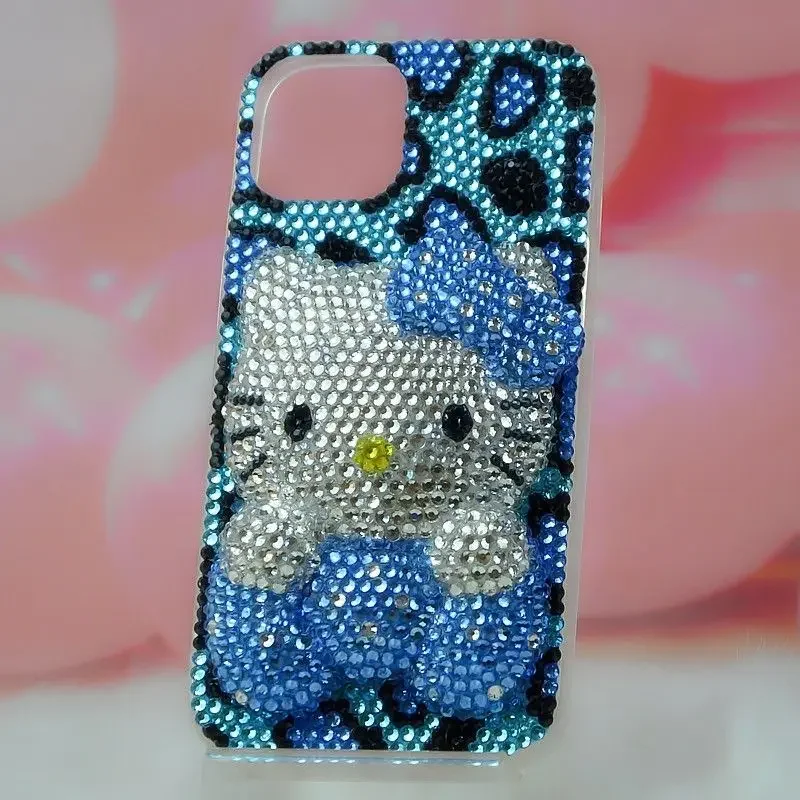 Sdaaeddc7695e4ae5b365dd57a9aed0d23-4.webp Cute Kitty Cat Rhinestone Bling Crystal Phone Case Chain For iPhone 16 12 13 14 15Pro Max X Xs XR 7 8 Plus SE 2 3 10 Transparent Bu