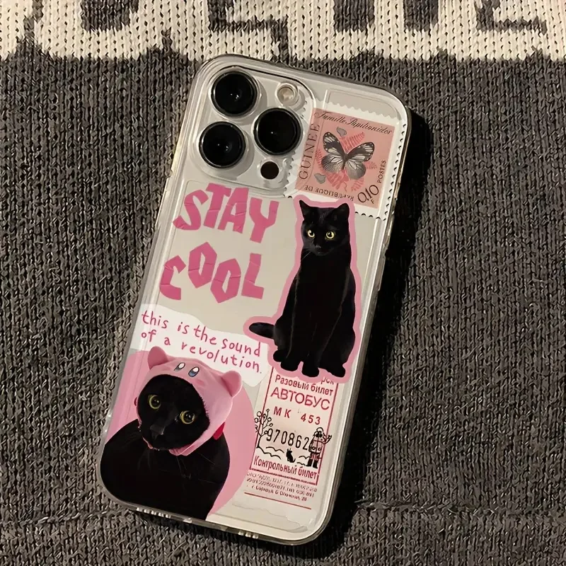 Sdbc983ee48c54aa5b3597205833424bfC-1.webp Creative Label Black Cat Transparent Phone Case For iPhone 15 16 16E 17 Air 14 13 12 11 Pro Max 7 8 Plus Soft Silicone Cover