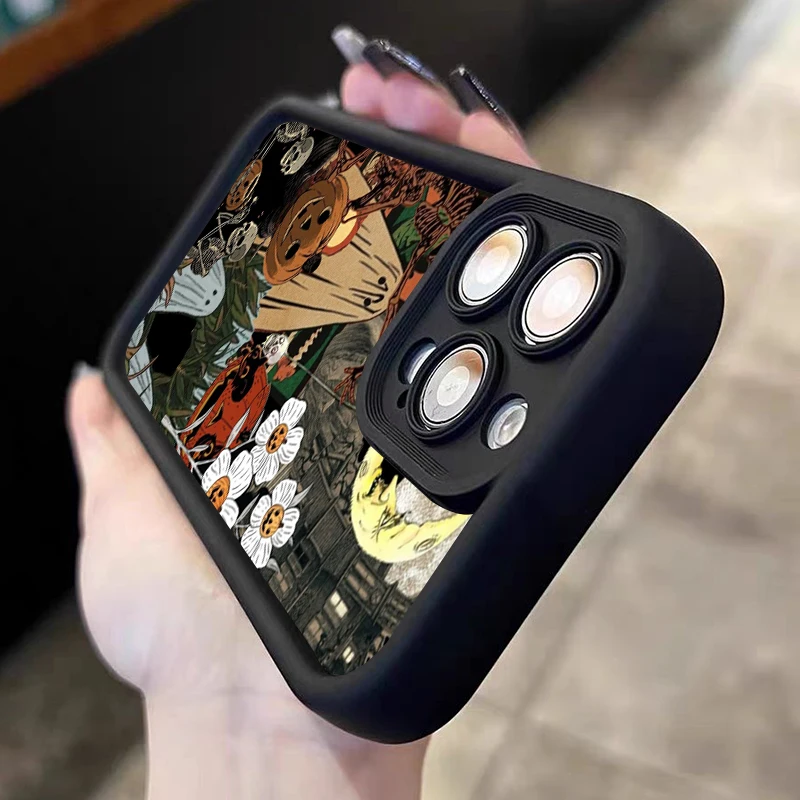 Halloween White Ghost Among Flowers Pattern Silicone Phone Case For iPhone 17 Pro Max XS XR X 16 11 13 12 14 15 8 Plus 16E Cover
