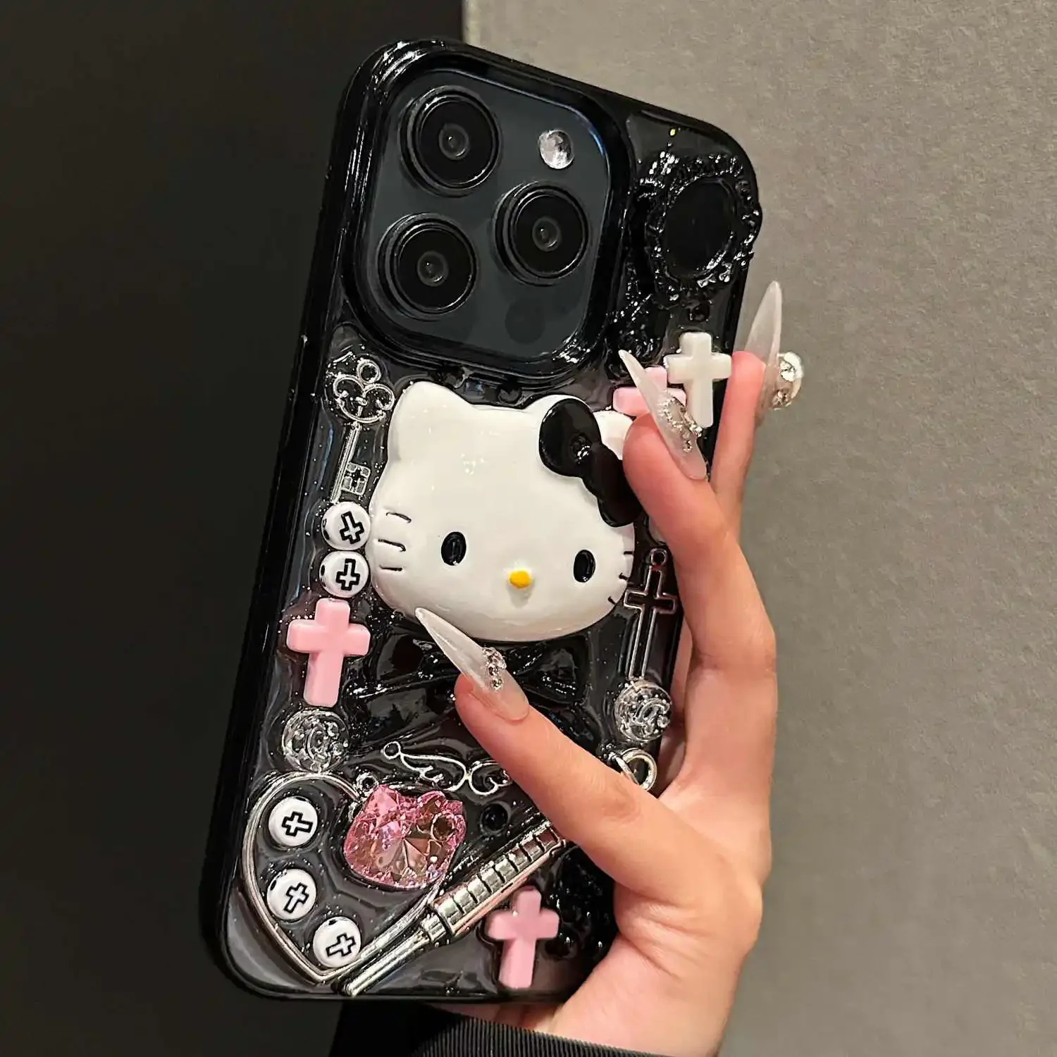 Kawaii Kitty Cartoon DIY Phone Case Suitable for IPhone 15 14 13 11 16ProMax Y2k Cool Girl Anti Drop Transparent Case 2025
