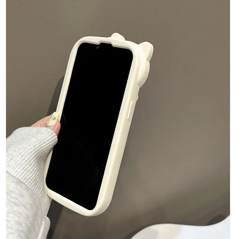 Sdd4f2ac2cb5c4b159cb7eb611e2a6edcK.webp Lovely Cute Kitty Cartoon Cat 3D Bow KT Head Phone Case For iPhone 16 15 14 13 12 11 Pro Max Cartoon Y2K Pink Kawaii Silicone Cover