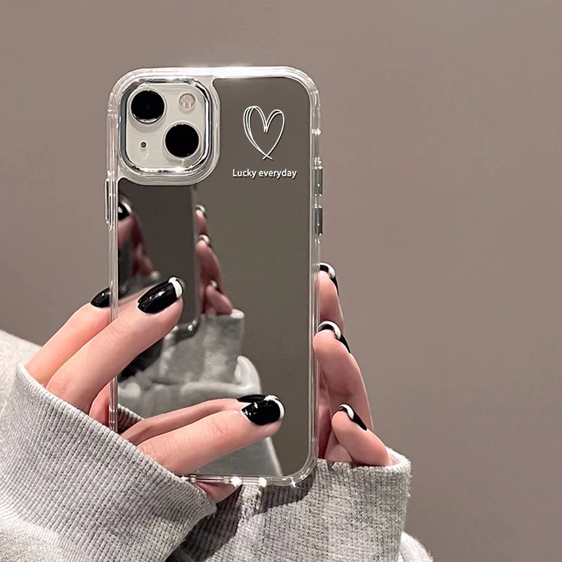 Sdda2f41b667c4fc8bc5538fec19e69a30.webp Love Heart Mirror Phone Case For iPhone 17 Pro Max Case iPhone 16 13 15 11 12 14 Pro Max 17 Air XR XS X Shockproof Bumper Cover