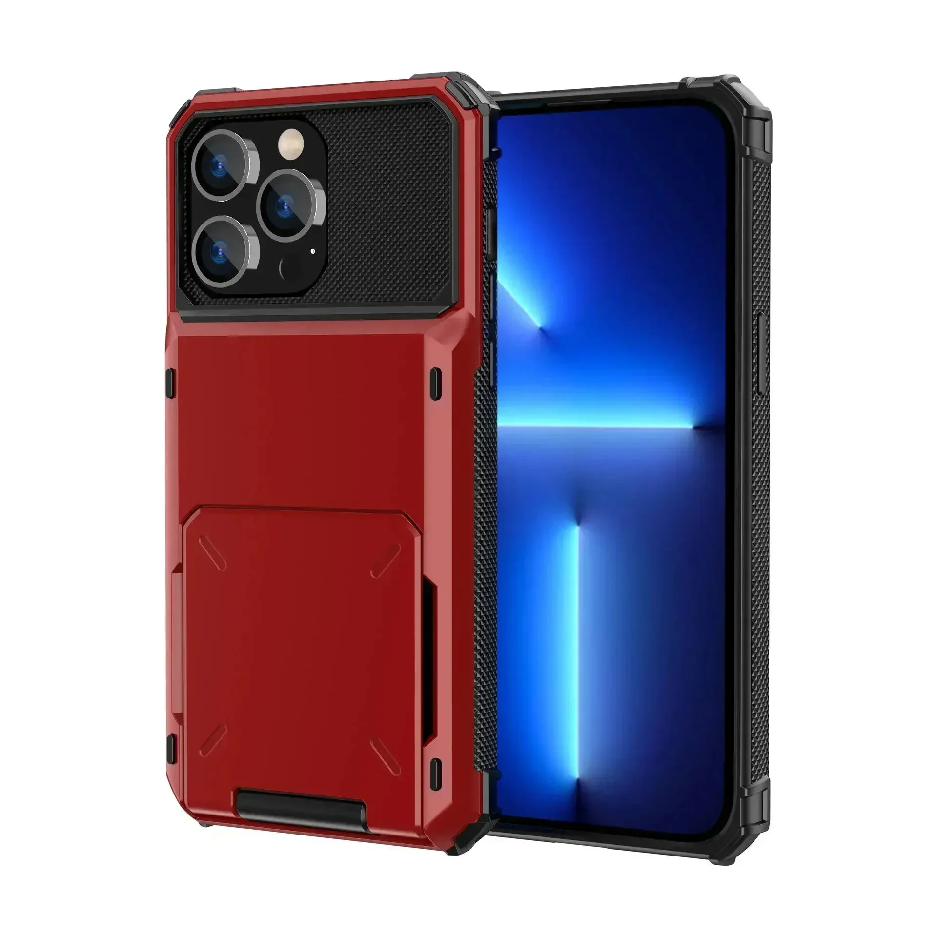 Sdebd778c55904ba48f8732fd6e7e5eca3.webp Card Holder Case For iPhone 17 Pro Max 16 15 Pro Max 14 13 12 11 Heavy Duty Wallet Hidden Flip Slot Protective Hard Back Covers