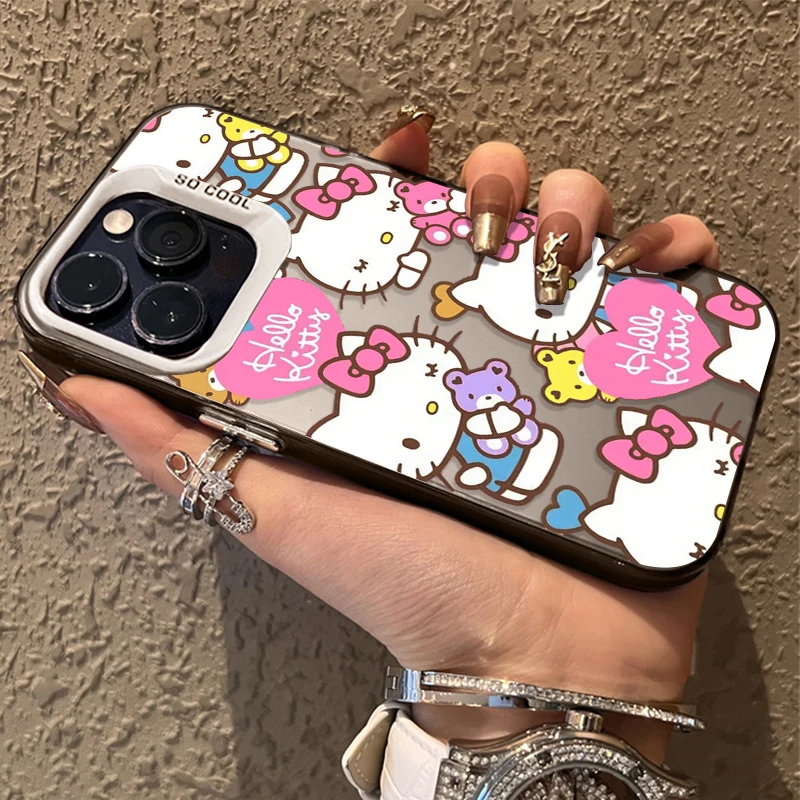 Cute Kitty Cartoon Cat Case for iPhone 17 16 15 14 13 12 11 Pro Max Plus 17 Air 16E X XR XS Max Hard Shockproof Bumper Cover