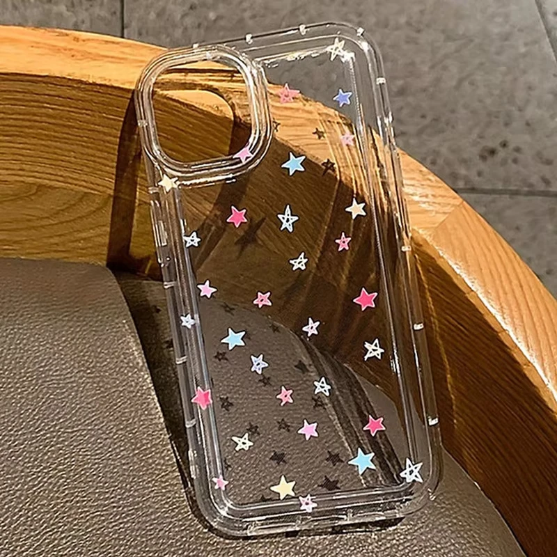Colorful Love Heart Clear Soft Phone Case For iPhone 17 14 13 11 12 15 16 Pro Max SE 2 7 8 Plus XR X XS Max Anti-Fall Soft Cover