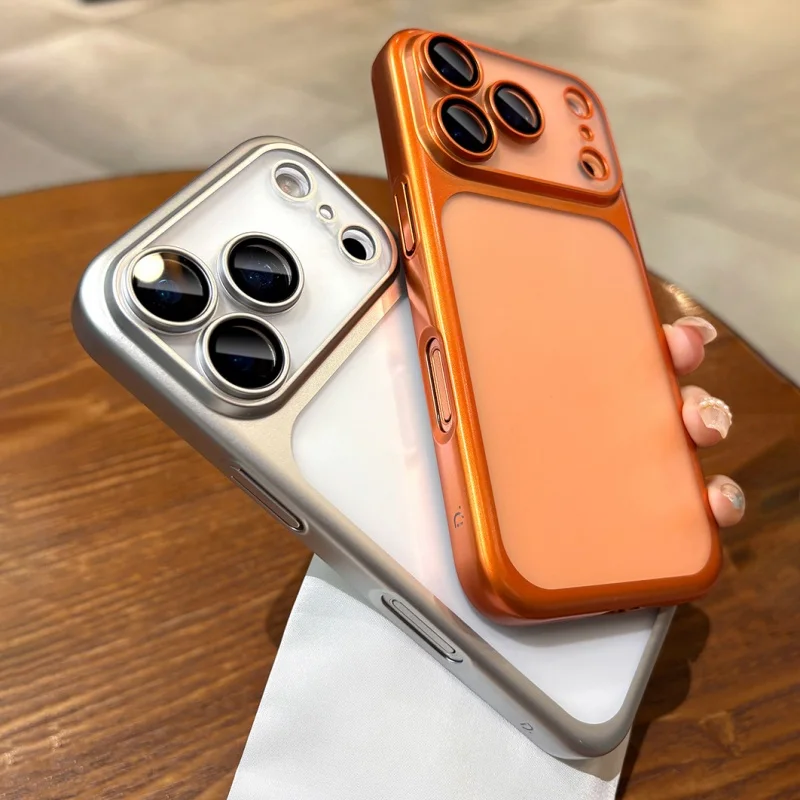 Sdf52457c02bc4890952b85ccc38d916eL.webp Plating Frosted Translucent Thin Phone Case For iPhone 17 Pro Max 17 Pro 17 Air 17 Series Official Cosmic Orange Bumper Cover