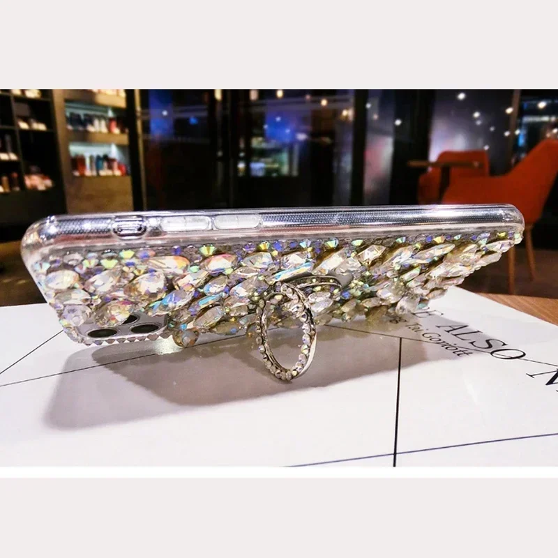 Se10b38f824704619b701f84576497f7bM.webp Luxury 3D Rhinestone Diamond Case For iPhone 14 15 13 12 11 Pro Max 12mini 16 Plus 17 Air XR XSMax Colored Bump Stand Back Cover