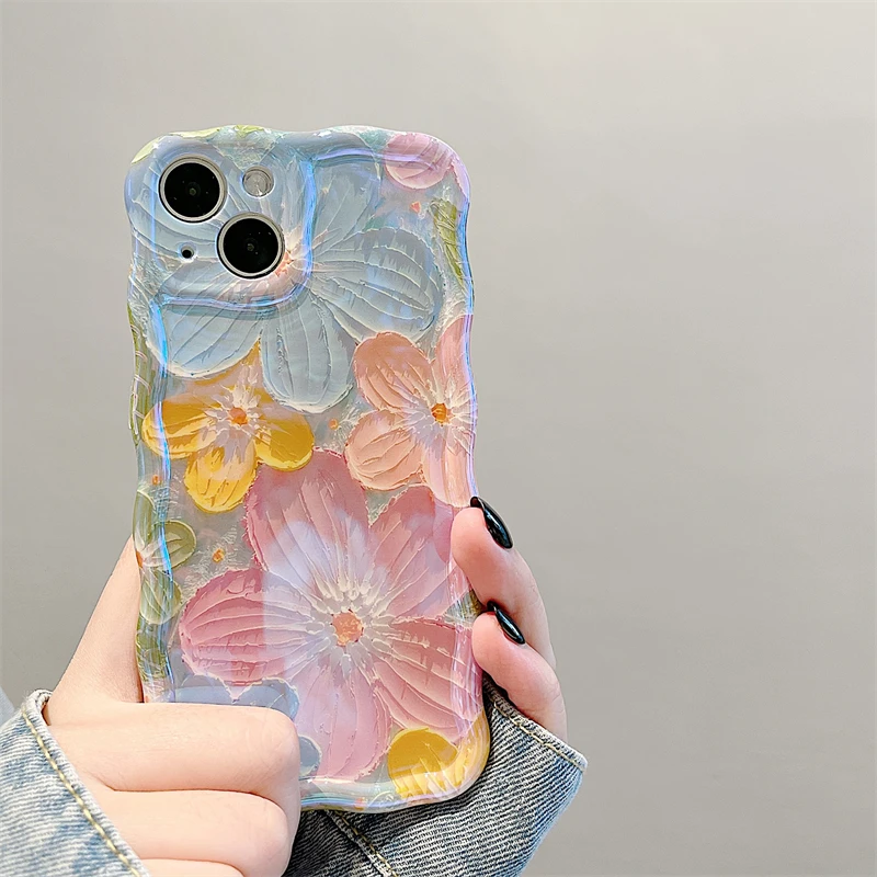 Se1b9f53df0d44ac5897b016bd83a1a4d6.webp Luxury Fashion Flowers Laser Glitter Phone Case For iPhone 17 Air 16 Pro Max 15 14 13 12 11 Plus Soft Shockproof Bumper Cover