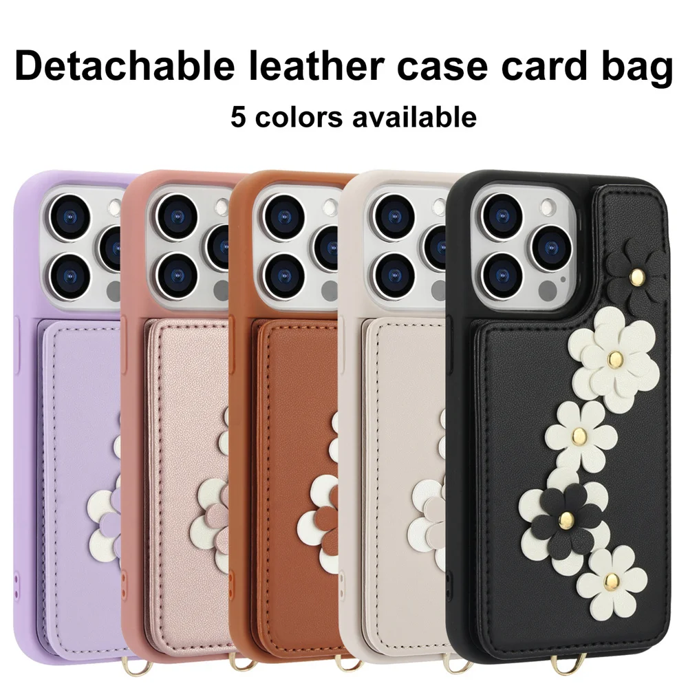 Se1fcb856ba5b48e5a3cf4c4d053c769bW.webp 3IN1 Crossbody Rope Wrist Strap Flowers Leather Wallet Phone Case For iPhone 17 15 11 12 13 14 16 Pro Max Air X S 7 8 Plus Cover