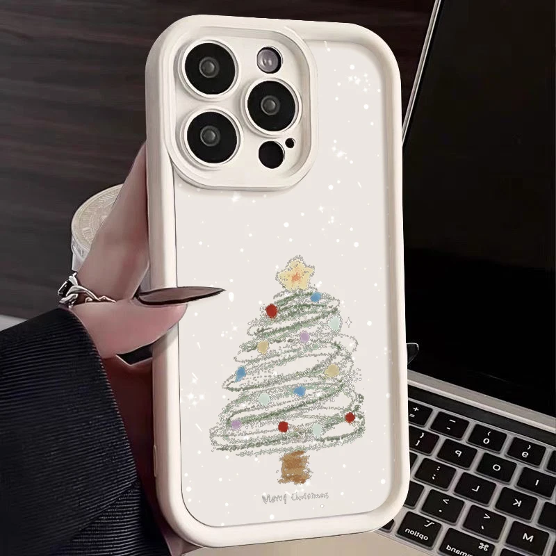 Christmas Tree Printed Soft TPU Case For iPhone 17 16e 15 16 Pro Max 14 Plus 13 12 Pro Max 11 17 Air Shockproof Phone Cover