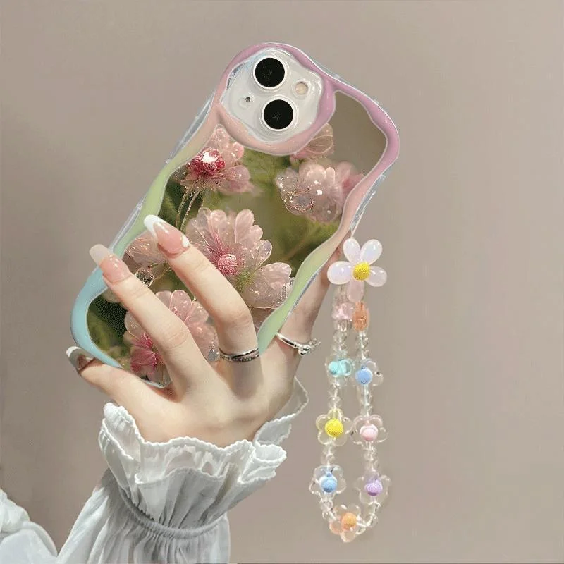 Se26e916313524d9b95cd355a818b775eJ.webp Phone Case For iPhone 17 16 15 Pro Max 14 11 13 12 Mini Plus 16E 17 Air IPhone17 Back Cover Flower Bracelet Wrist Chain Strap