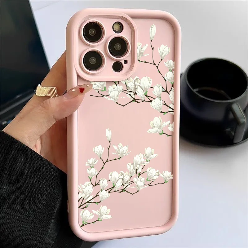 Se2d7e11dda004c91b9f94ab7cf0ec9baD.webp Magnolia Flower TPU Case For iPhone 17 16e 16 15 Pro Max 14 13 12 11 Pro Max 17 Air Shockproof Bumper Soft Silicone Phone Cover