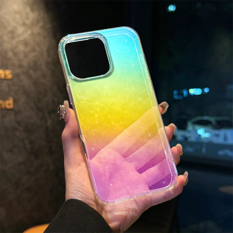 Se3200c04ca8f4418a9dc764900617c29P.webp Luxury Glitter Diamond Pattern Transparent Colorful Case For iPhone 17 16 15 14 13 12 Pro Max 11 Magnetic Wireless Charge Capa