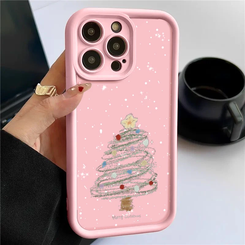Christmas Tree Printed Soft TPU Case For iPhone 17 16e 15 16 Pro Max 14 Plus 13 12 Pro Max 11 17 Air Shockproof Phone Cover