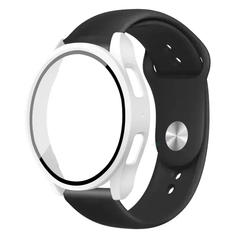 Se3bcf8a57d82432c878747972340fecfQ.webp Tempered Glass+Case+Strap For Samsung Galaxy Watch 7 6 4 5 40mm 44mm Silicone band+Screen Protector 2 pack watch Accessories