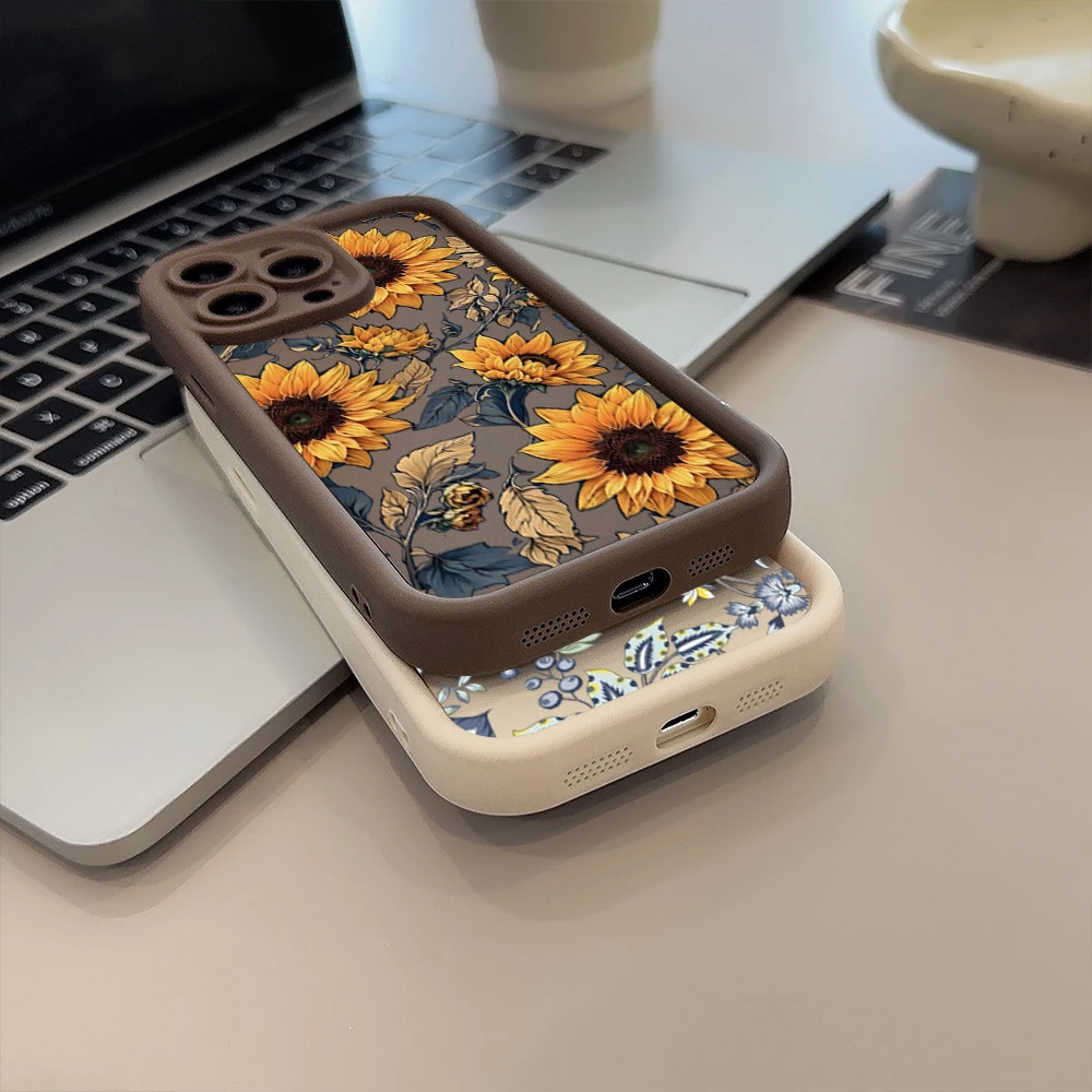 Case For iPhone 17 Cases iPhone 16 Pro Max Case Flower Printed Phone Case For iPhone 15 14 13 12 11 7 8 16 Plus 16E 17 Air Cover