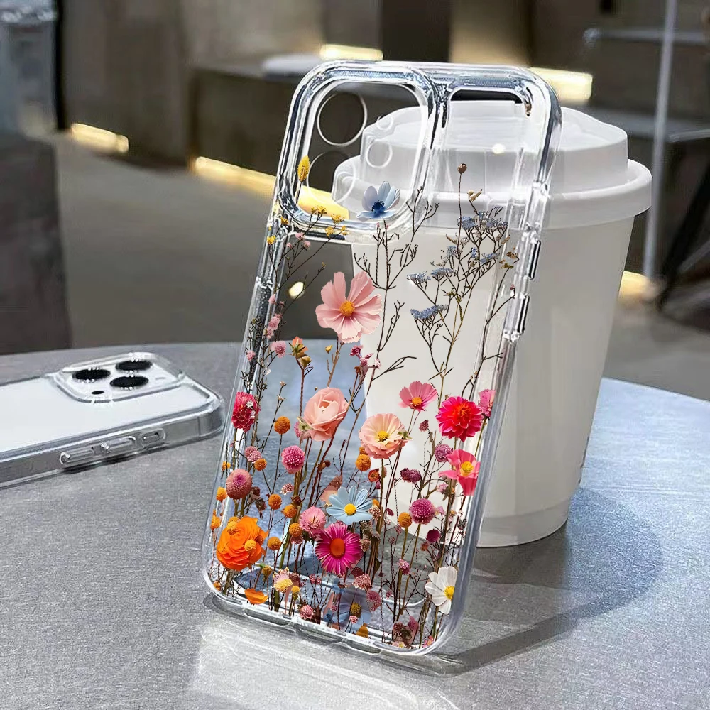 Se4dc758c04314e5393d198778d94feddU.webp Flower Phone Case For iPhone 11 Case iPhone 15 17 13 12 14 16 Pro Max X XR 7 8 Plus 17 Air SE 2 Soft Silicone Shockproof Cover
