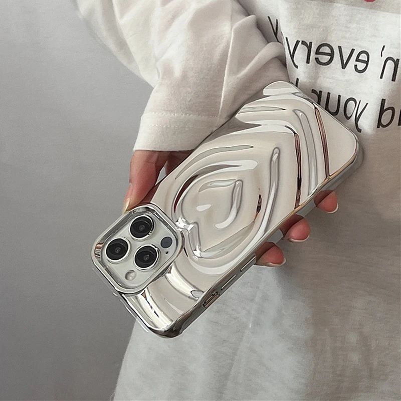 Retro Folds 3D Love Heart Case For iPhone 13 11 12 14 15 16 17 Pro Max 17 Air Luxury Soft Shockproof Cover Bumper