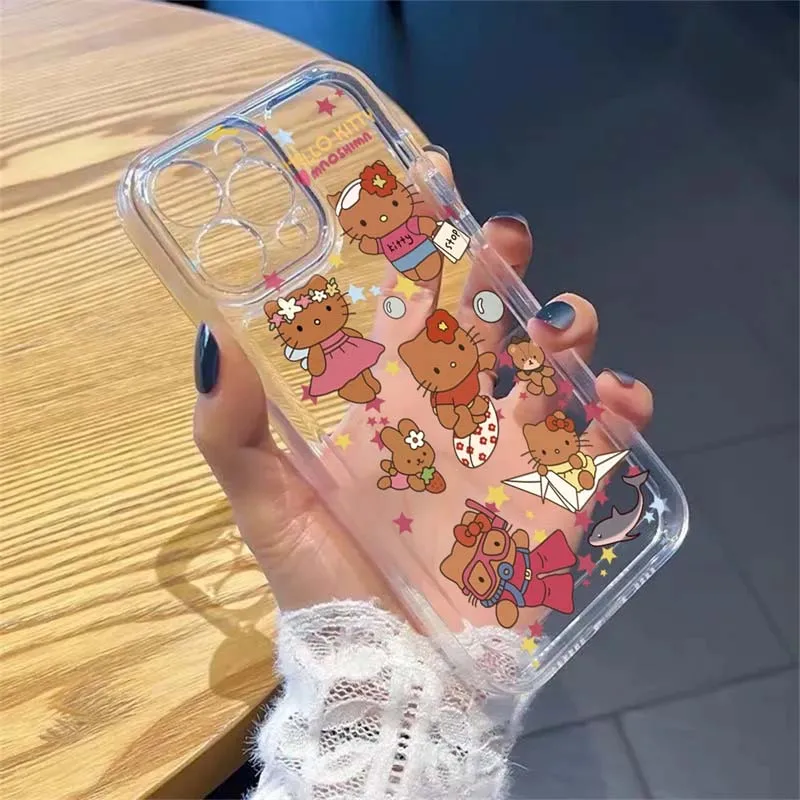 Kawaii Kitty Cartoon Cat Phone Case For IPhone 17 16 14 13 11 Pro Max 15 Plus 12 Mini 16E Air Cartoon Fashion Cover
