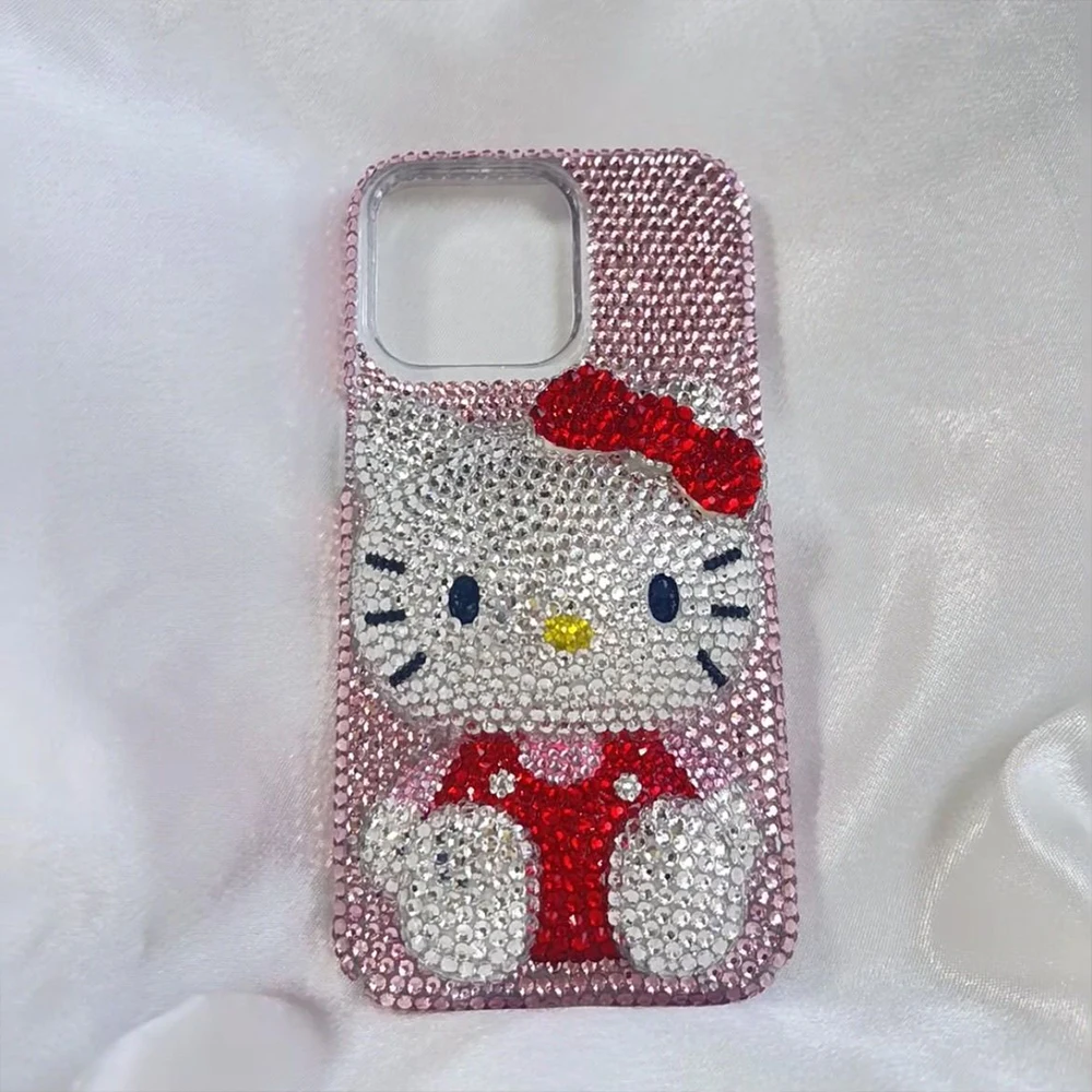 Se836c93a03d74ed18121a2acdbf049deK.webp Cute 3D Cat Cartoon Kitty Rhinestone Bling Crystal Phone Case Chain for iPhone 16 12 13 14 15Pro Max X Xs Xr 7 8 Plus Se 2 3 10 Kawaii