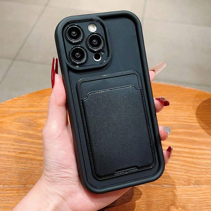 Luxury Silicone Wallet Phone Case For iPhone 17 16 15 14 11 13 12 Pro Max Air 16E 16 15 Plus Card Holder Slot Shockproof Cover