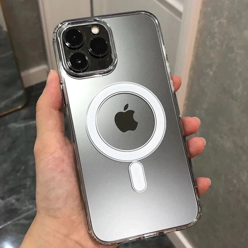 Sea7860b7257346fd9e4e58ea61852cf7R.webp Clear Acrylic PC Phone Case For iPhone 15 14 13 12 11 Pro Max Plus Magsafe Magnetic Wireless Charge Cover