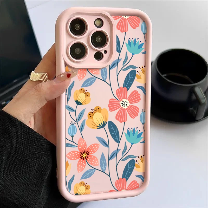 Sebaa6e0df8c44e4a989a271d40db6901Z-2.webp Colorful Flowers Silicone Case For iPhone 17 16e 15 16 Pro Max 14 13 12 11 Pro Max Air Shockproof Bumper Soft TPU Phone Cover