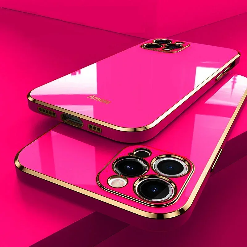 Sec9156bc671b4361bd1168db60ed0e8c3-4.webp Luxury Solid Color Silicone Soft Case iPhone 16 15 14 11 12 13 Pro Max Mini 16 Plus Plating Glossy Shockproof Protect Cover