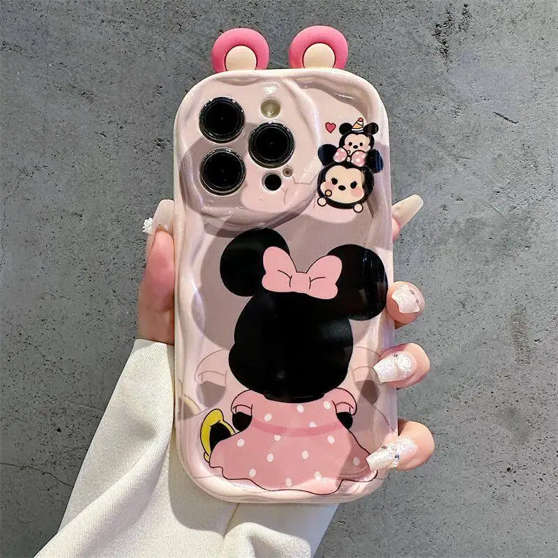 Seccddabcd82b4437a509fa61f12c56b7b.webp 3D Ears Miki Winni Mini Mouse Case For iPhone 11 15 14 16 Pro Max 12 13 Mini 6 7 8 Plus cover 3D Cute