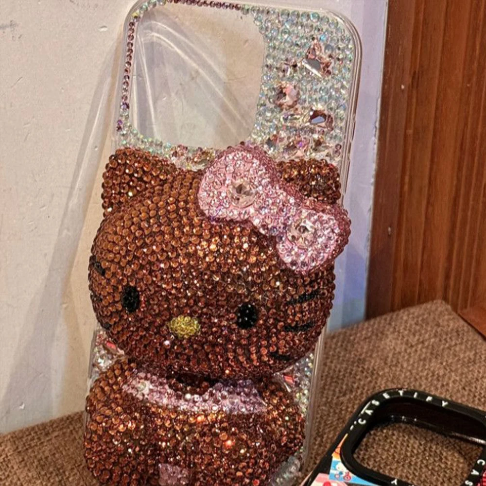 Sed051ca3622c436e87ea04dc85403e7bh.webp Cute 3D Cat Cartoon Kitty Rhinestone Bling Crystal Phone Case Chain for iPhone 16 12 13 14 15Pro Max X Xs Xr 7 8 Plus Se 2 3 10 Kawaii
