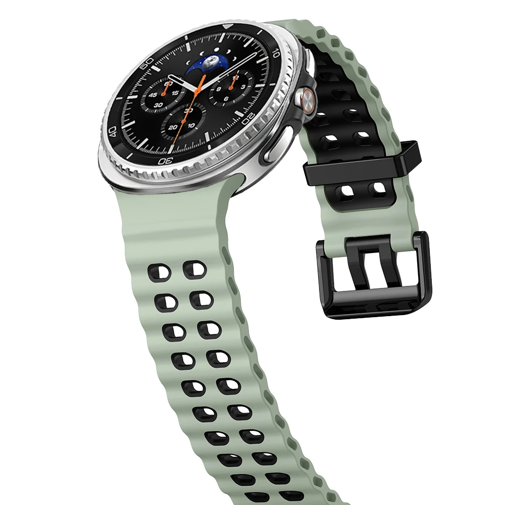 Sed468eb5d4f04f03a4934e458681d22dV.webp Sport silicone Band For Samsung Galaxy Watch 8 classic 46mm Two color Marine belt Bracelet correa Galaxy Watch 8 40mm 44mm strap