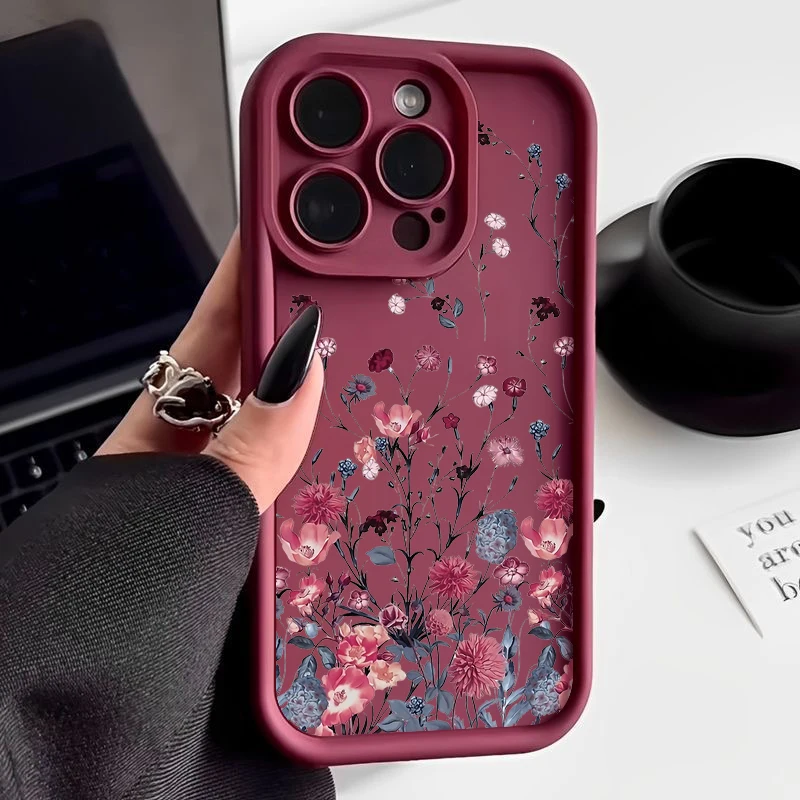See316e848e4e4dd1a2eec8c7bb3c428ay.webp Retro Flower Case For iPhone 16e 17 Air 16 15 14 Pro Max Plus 13 12 Pro Max 11 Shockproof Soft Silicone TPU Phone Back Cover