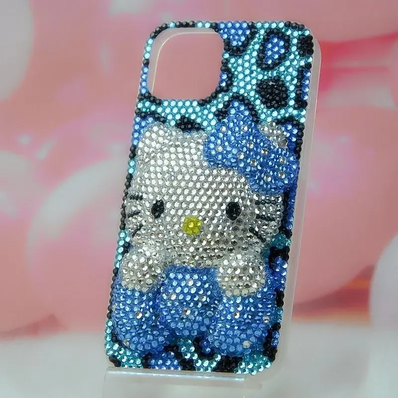 See344bda1b2a451898dc042fc9377b60J-2.webp Cute Kitty Cat Rhinestone Bling Crystal Phone Case Chain For iPhone 16 12 13 14 15Pro Max X Xs XR 7 8 Plus SE 2 3 10 Transparent Bu