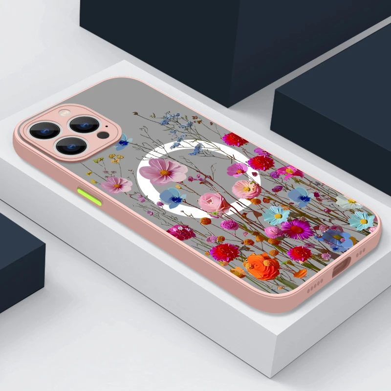 See8d18a86f46482aa99046f37947c4b2h.webp Magnetic Colorful Flower Phone Case For iPhone 17 15 16 Pro Max 14 13 12 Pro Air 11 For Magsafe Wireless Charge Soft Edge Cover