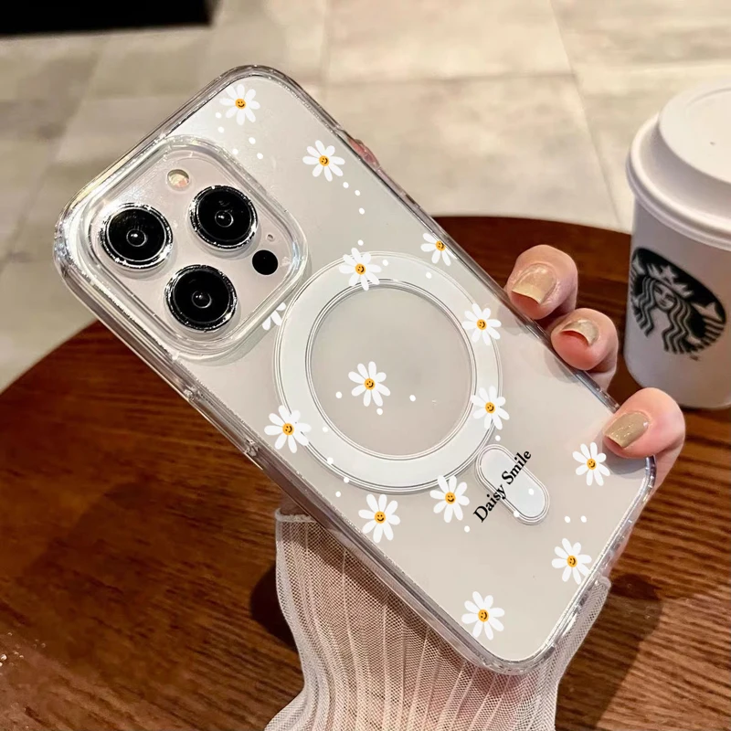 Magsafe Wireless Charging Flower Phone Case For Iphone 17 16 Pro Max 17 Air 15 14 12 13 11 Pro Max 16 12 13 Mini cover Floral