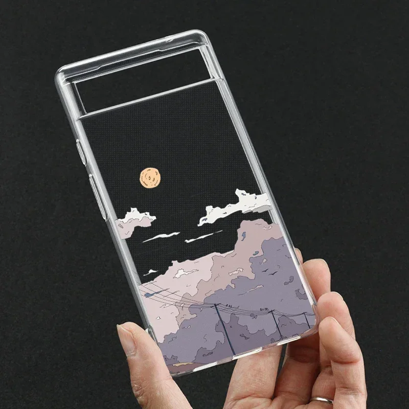 Case for Google Pixel 7a 7Pro 7 6a 6 6Pro 8A 8Pro 5G Transparent Clear Japan Anime Landscape Scenery Phone Cover Fundas Shells