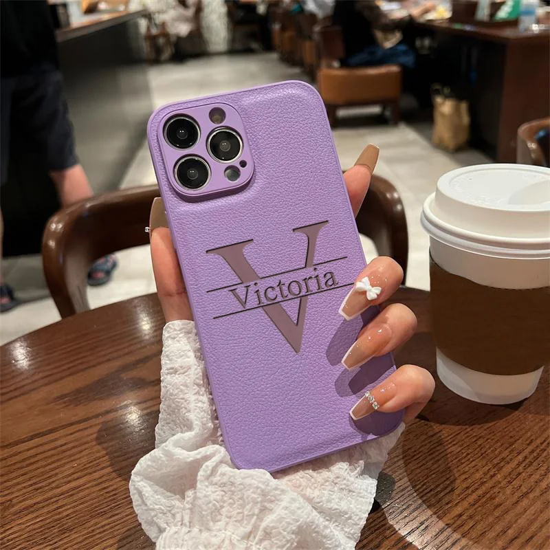 Seed2b115d49448b4a7bc367e156b6159s-2.webp Personalized Customized Initials Name Case For iPhone 17 16 15 14 13 12 11 Pro Max Plus Big Letter Laser Engraving Leather Cover