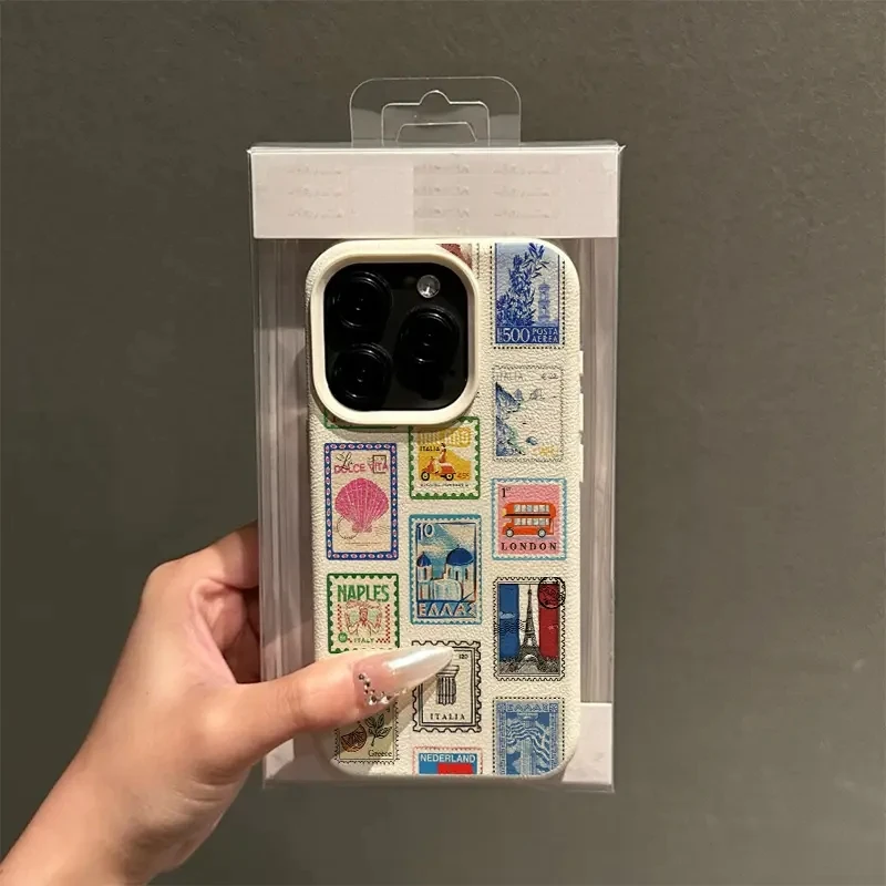 Vibrant Retro Stamp Lichee Design Phone Case For iPhone 17 16 15 14 Pro Max Plus Air 11 12 13 16 Plus XR XS 16E Shockproof Cover