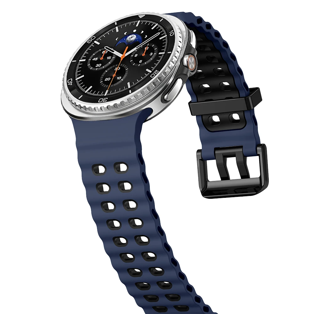 Sf0c2c2977e4c45e9add242d11d5b3335k.webp Sport silicone Band For Samsung Galaxy Watch 8 classic 46mm Two color Marine belt Bracelet correa Galaxy Watch 8 40mm 44mm strap