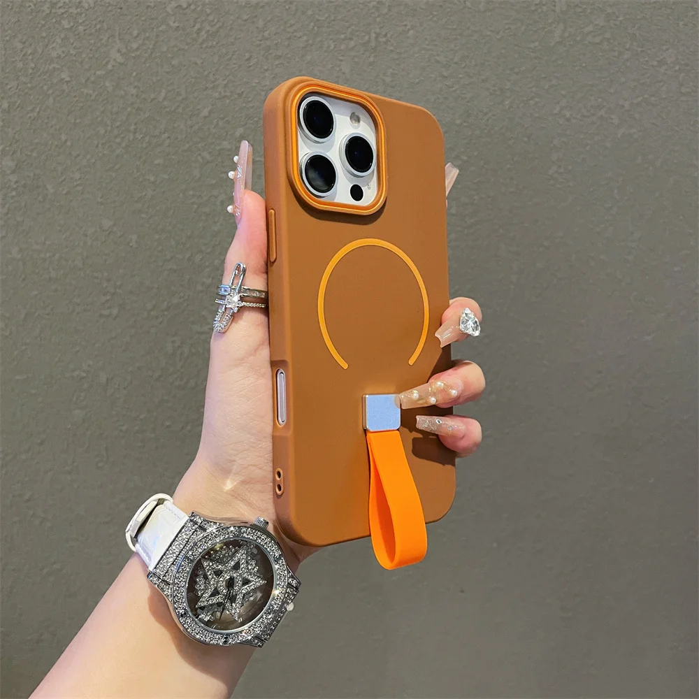 Sf13c0703cb5f4ded9f2b24ab485c869dP.webp For MagSafe Magnetic Phone Grip with Silicone Finger Strap Case For iPhone 17 Air 16 Pro Max 15 14 Plus 13 12 11 Soft Cover
